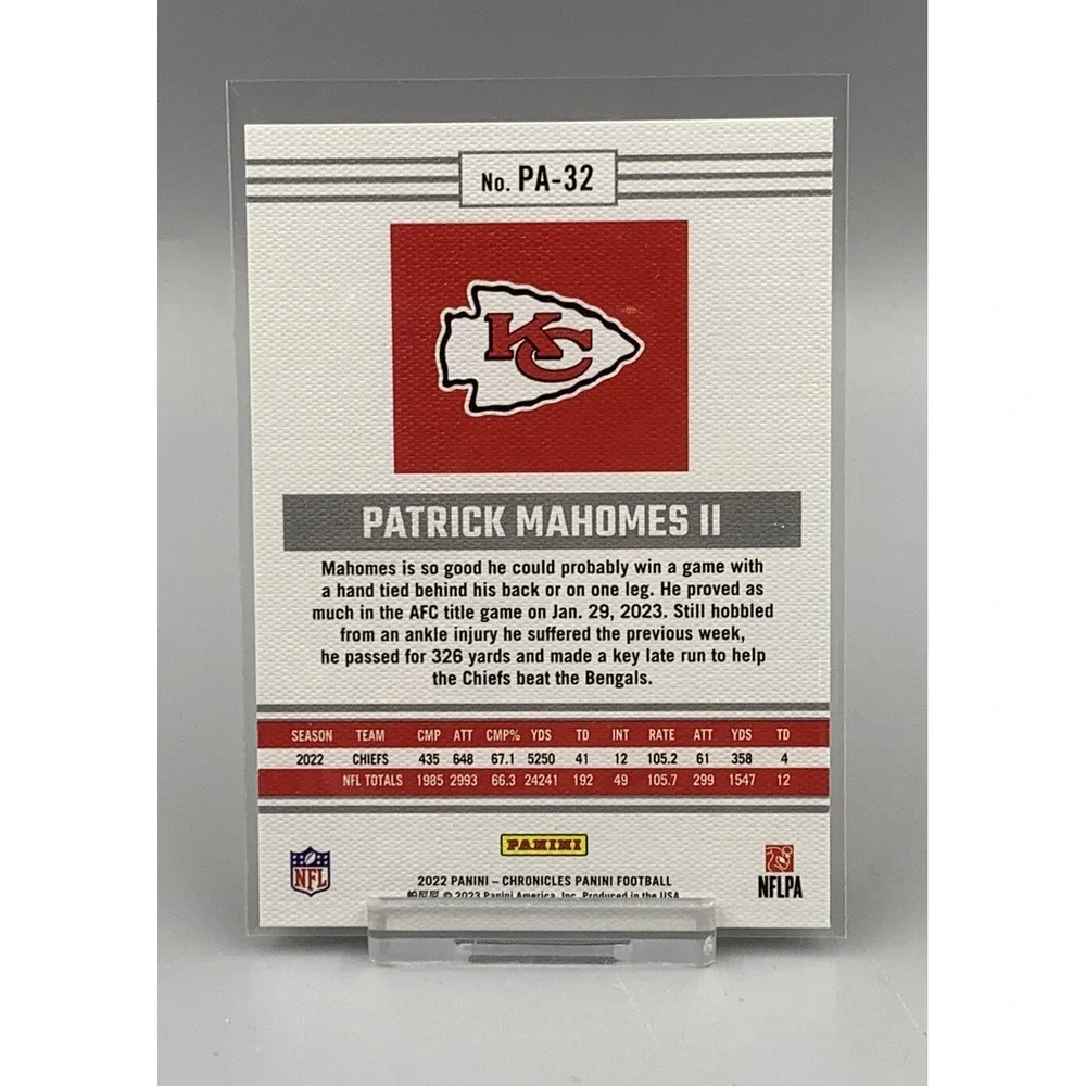 Patrick Mahomes II 2022 Chronicles Panini Football Pink #PA-32 -KC Chiefs - Picture 2 of 3